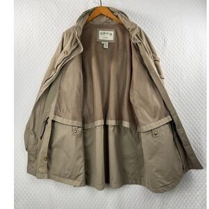 Orvis Vtg Sporting Ranger Safari Jacket Trad Men XL Tan Cotton Hood